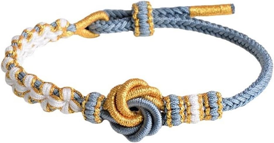 Yecomsy Peach Blossom Knot Bracelet - Handmade Tibetan Buddhist Adjustable Braided Strand for Women Men