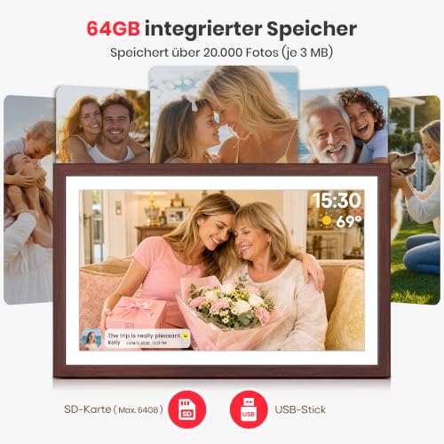 64GB FRAMEO 15,6 Zoll Digitaler Bilderrahmen - 1920 * 1080P FHD IPS Touchscreen Digitale Bilderrahmen… – Ansicht 5
