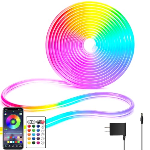 Image of segrass 16.4ft RGB LED neon Rope Lights LED neon Strip Lights Waterproof Flexible Neon LED Strip Lights,Led Lights for Bedroom