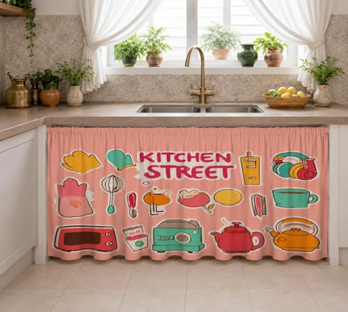 Image of Barebeauty Premium Printed Kitchen Sink Curtain | Kitchen Under Sink Curtain | Decorative Cabinet Cover | Washable & Dustproof | Modern Curtain (3, Design-8)