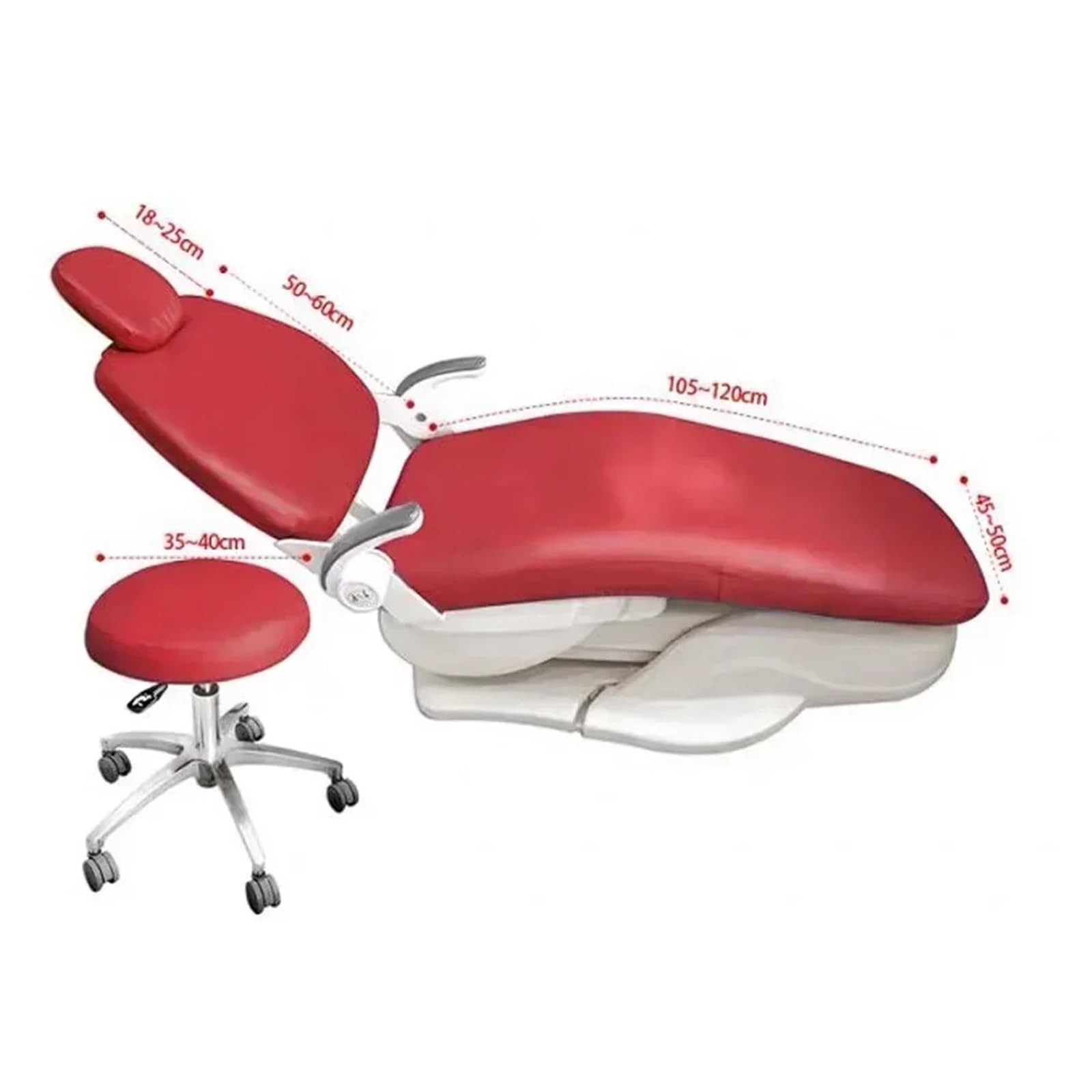 4 unids/set Unidad de cuero PU Dental funda asiento silla cubierta elástica impermeable gruesa Funda protectora completa para sillón dental(GRAY)