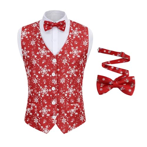 Colorful House Men Ugly Christmas Suit Vest and Tie Set - Adult Funny Holiday Waistcoat Costume