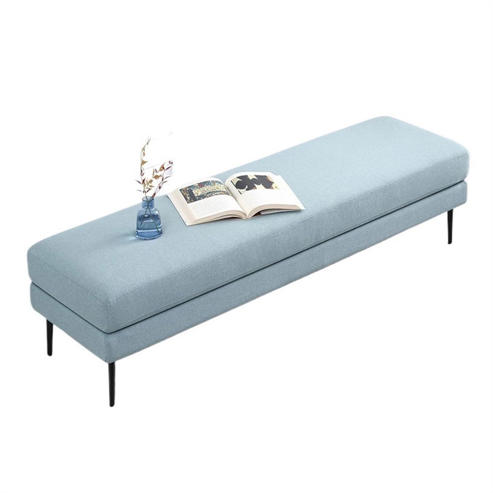 Panchina letto moderna in tessuto blu per soggiorno e camera da letto, design semplice, 100 x 50 x 43 cm, perfetta per sedersi e rilassarsi, elegante complemento d'arredo per la casa