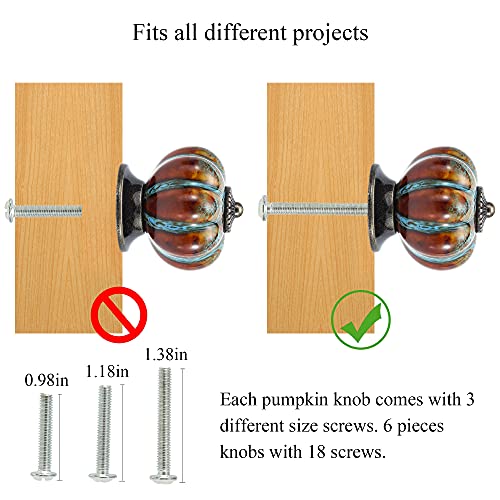 Ieik Cabinet Knobs 6 Pack Glazed Ceramic Knobs With Pumpkin Shape For Decor Door Pull Handle For Vintage Cabinet Drawers, Closets, Cupboard (Blue) #TOP4