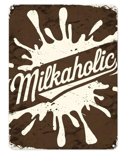 Shopagift Funny Milkaholic Milk Lover - Cartel de metal para pared, diseño de hombre, cueva, cobertizo, bar, dormitorio, hogar, cocina, A5