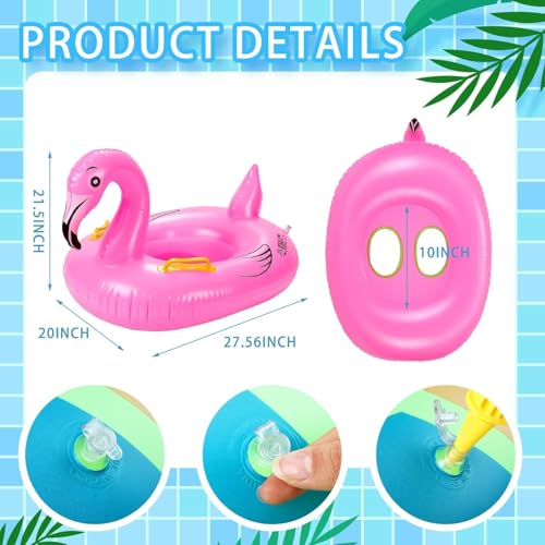 Image of Swim Ring for Kids Inflatable Swimming Pool Tube for 1-5 Years Baby Girl Boys Inflatable Swimming Safety Tube (Small Flamingo)