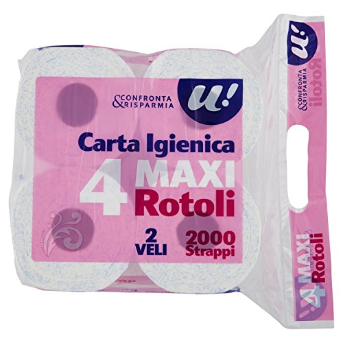 U! Confronta & Risparmia Carta Igienica 2 Veli 4 Maxi Rotoli