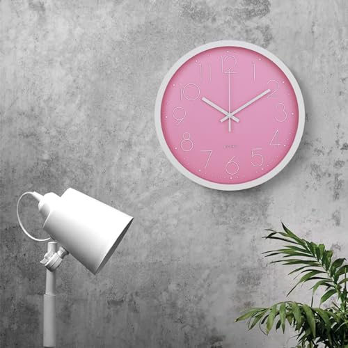 Image of Kuber Industries Wall Clock | Fancy Watch Wall Clocks | Office Wall Clock | Clock for Living Room | Clock for Bedroom | Clock for Hall | Machinery-Quartz | 12 Inch | 2019-E Pink