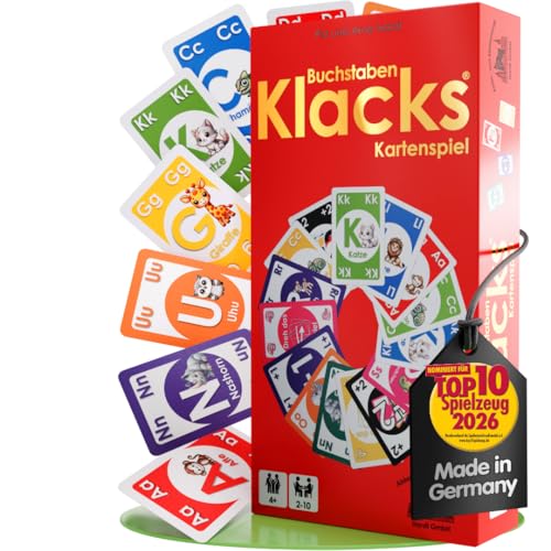 Buchstaben Klacks ABC Lernspiel & Kartenspiel für Kinder ab 4 Jahren | Spielerisch Buchstaben lernen | Ideal für Vorschule Kindergarten & Einschulung | Mau-Mau Prinzip | Made in Germany