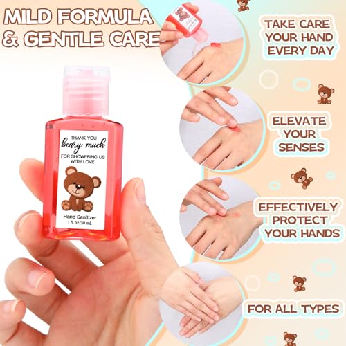 48 Pack Baby Shower Mini Hand Sanitizer Bulk Travel Size Bear Baby Shower Party Favors for Guests Thank You Gifts for Bear Gender Reveal Party Supplies - Image 4