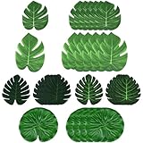 BOZILY 24PCS Künstliche Palmenblätter, Monstera Blätter, Drei Arten Palmblätter für Hawaii und Dschungel Deko, Geburtstag