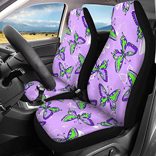 Image of Modysero Purple Butterfly Print Car Seat Cover Full Set Novelty Soft Elastic All Season Automotive Seat Cover for Women Universal Auto Seat Cover Accessories Fit Most Cars Vehicles