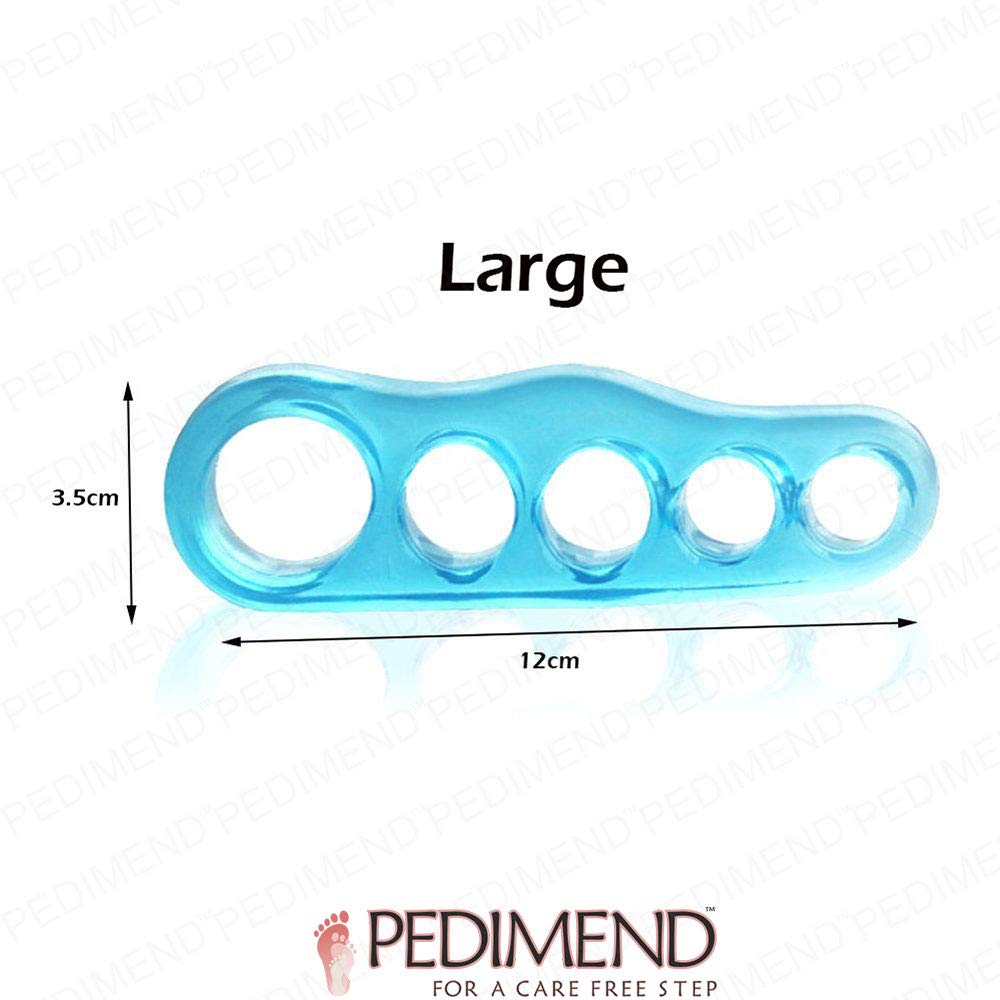 6 Silicone Gel Toe Separator / Correction Roller with Five Sizes of Pedimend - Hallux Valgus Foot Holder - Reduces Foot Discomfort, Reduces Pressure & Friction – UNISEX - Foot Care - L
