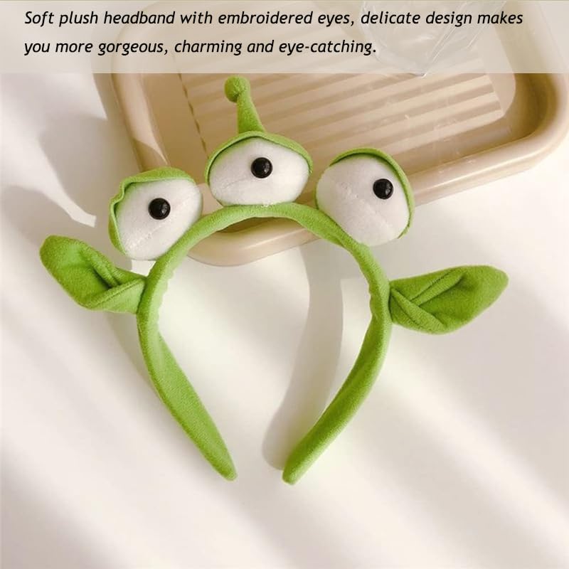 Cerchietto Elastico In Peluche Con Alieno A Tre Occhi - Design Anime Mostro