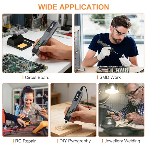 Image of Soldering Iron Kit Cordless 5s Heating 14-in-1 Portable Soldering Iron with LED Display 392-932℉, Auto Sleep, Electric USB Rechargeable Wireless Welding Tool for Precision Repair DIY