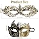 JOZMMZEOOA Maskengesichtsverkleidung 2 Stück Venezianische Maske Schwarz-Goldene Maske Spitzenmaske Männer und Frauen Phantom der Oper Steampunk Paargeeignet Halloweenmaske Party Twilight Maskerade