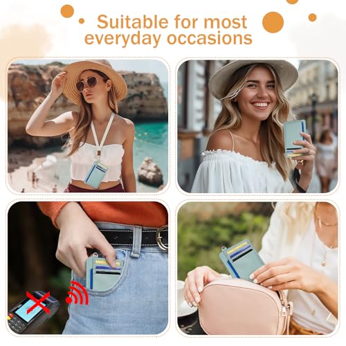 Image of Yonlevres Credit Card Holder Women Slim RFID Blocking Wallet Small Green | Front Pocket, Handy, RFID Blocking, Woman Girls Ladies Gifts, D-ring for Keychain,Thin Mini Card Case, ID Window, PU Leather