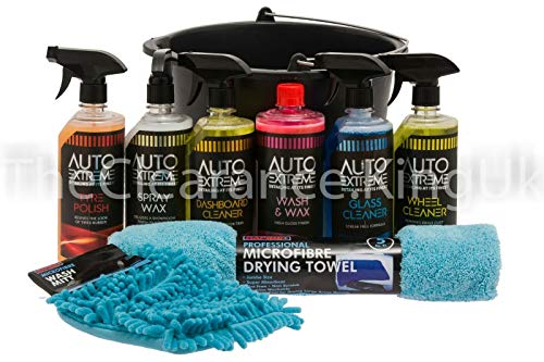 9pc Car Cleaning Kit, Wash kit, valet, Wash & Wax Set, Drying Towel Cleaning Mit Bucket