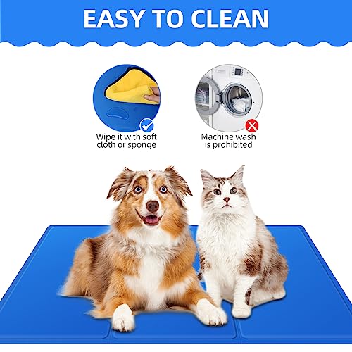 vsshe Haustier Kühlmatte Groß,120 x 70 cm Dog Cooling Mat Kühlmatte für Hund und Katzen XXL Selbstkuhlend Kühldecke Hundebett Ungiftiges Gel Kühldecke Hält Haustiere im Heißen Sommer Kühl Blau