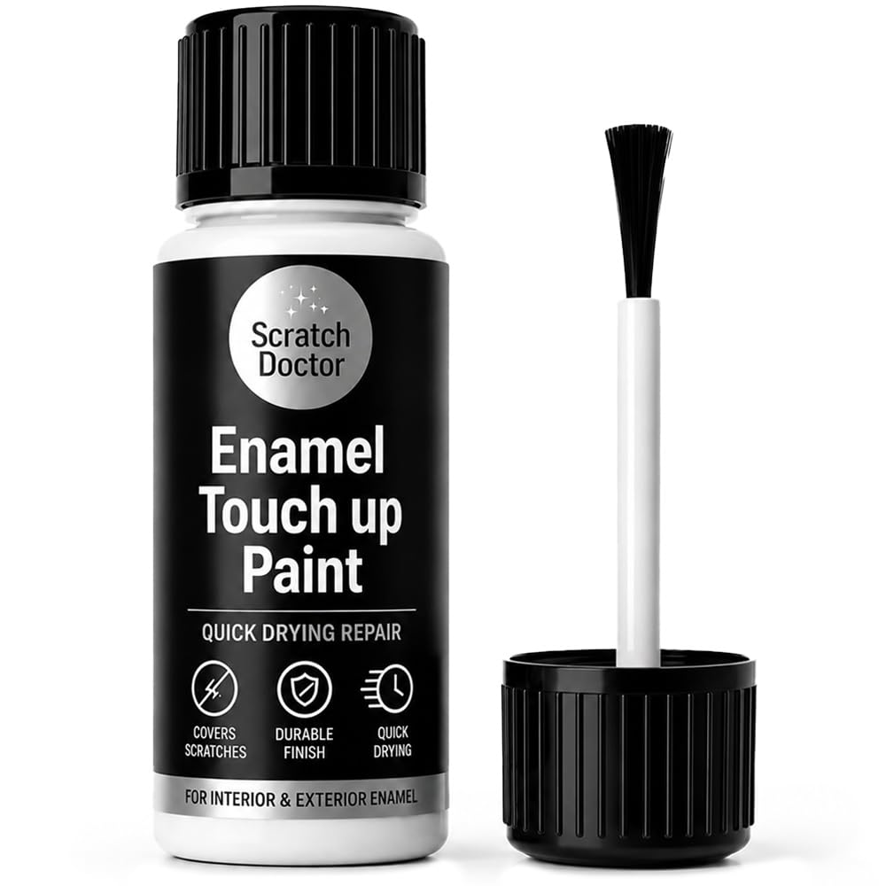 Scratch Doctor Enamel Touch Up Paint 15ml Easy and Quick Drying Suitable for Kitchen Appliances, Bathroom, Metal, Radiator, Fridge, Shower, Sink (White)