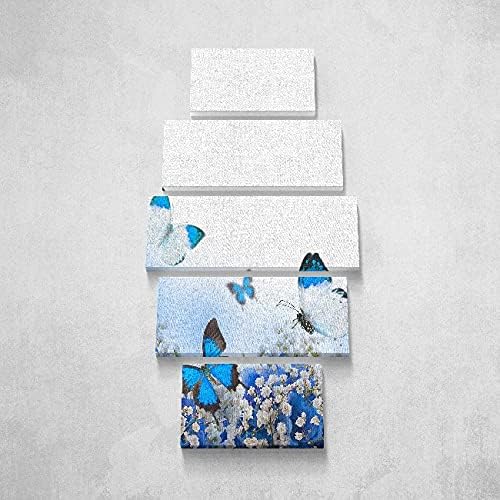 HM205PKNV-176 Butterfly Blackboard 5 Pieces Animals for Living Room Polyester Wood 100 x 3 x 60 cm, Multicoloured