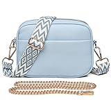 TIAASTAP Crossbody Bags for Women - Leather Handbags & Shoulder Bags Ladies Camera Cross Body Bag with Adjustable Wide Strap and Chain for Travel Shopping Work (Blue)