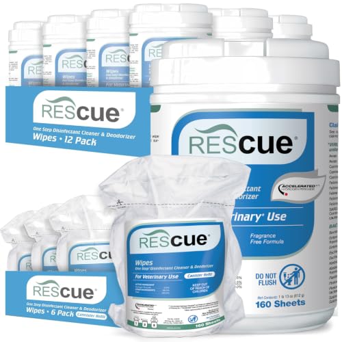 REScue 12-Pack Wipes Canister 6-Pack Refill Wipes – Disinfectant for Vets – Designed to Clean Kennels, Litter Boxes image 5
