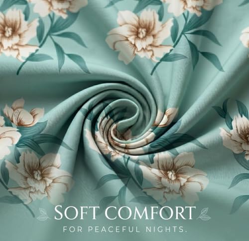 Image of BSB HOME 210 TC Cotton Feel Double Bedsheet with 2 Pillow Covers, Soft & Breathable Floral Printed Bed Sheet, Easy Care Bedding for Bedroom - 86 x 88 Inches (218 x 224 cm) (Sage Mint)
