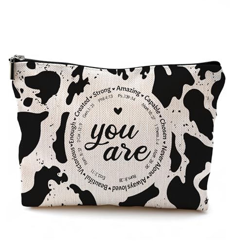 Western Cow Print Makeup Bag - Christian Inspirational Gifts Cosmetic Bags With Zipper