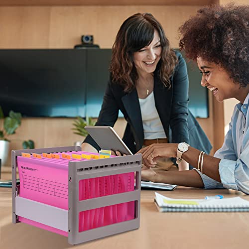 MerryNine A4-Hängemappen, Polypropylen, mit Registerkarten und Karteneinsätzen, für Schule, Zuhause, Arbeit, Büro, Organisation, 15 Stück (Rosa)