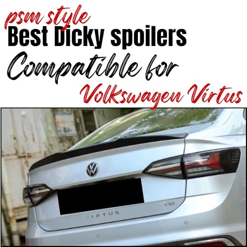 Image of KMH PSM Style Rear Spoiler Wing Compatible with Volkswagen Virtus, Premium and Stylish Rear Car Accessories for Enhanced Aerodynamics, Glossy Black - Pack of 1