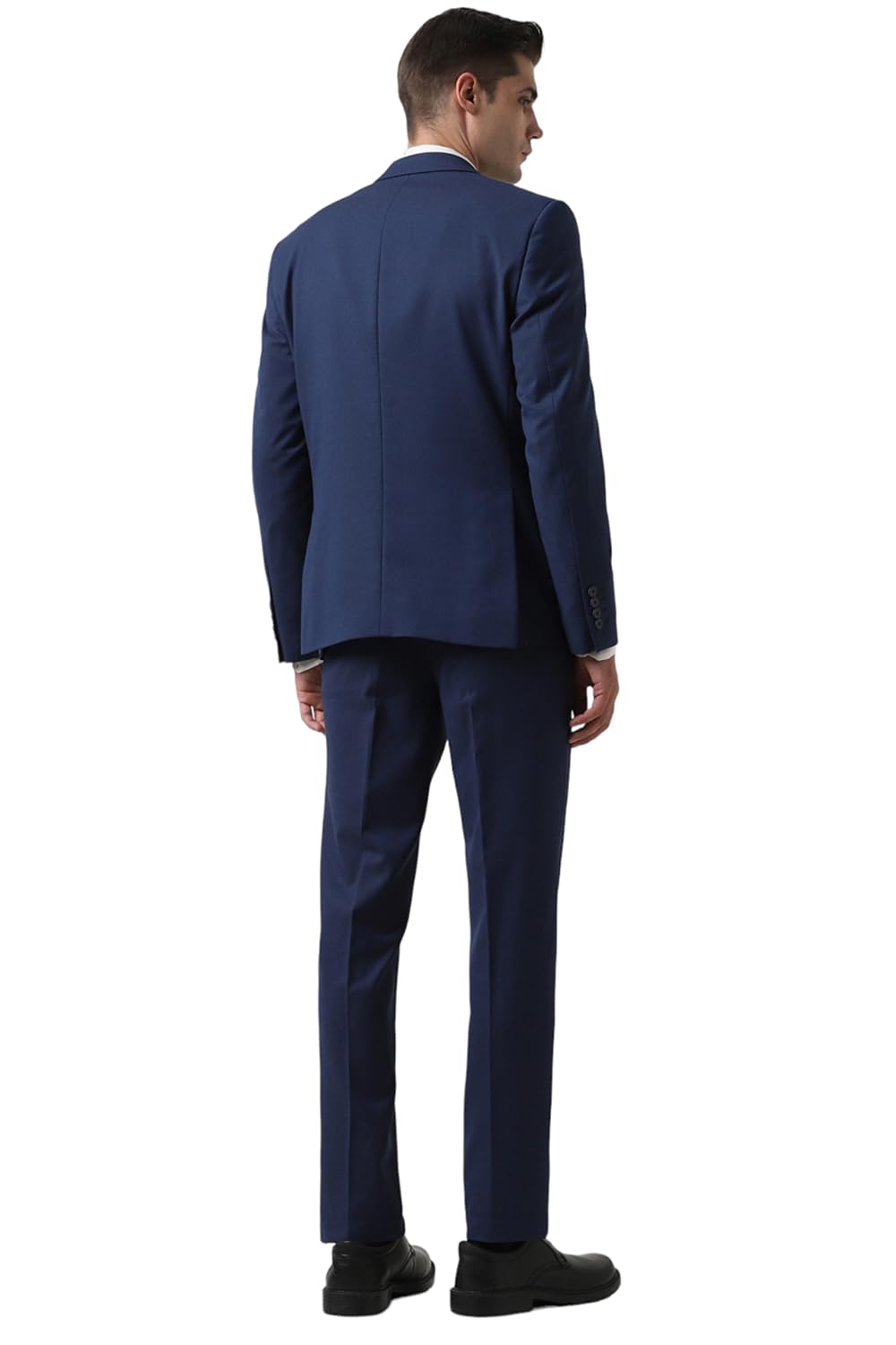 Van Heusen Men Blue Solid Slim Fit Wedding Three Piece Suit 1