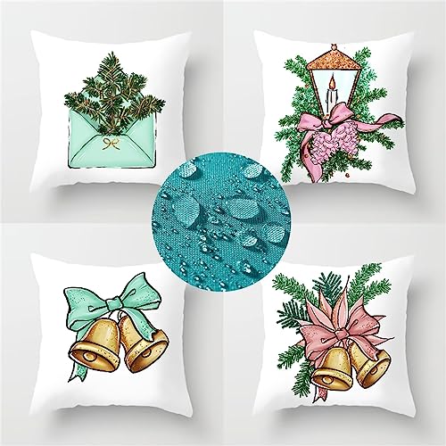 Blanco Fundas Cojines Sofa 4 Piezas Doble Cara Pajarita Funda Cojin Plaza Lino Cojines Decorativos con Cremallera Oculta Cojines Exterior Impermeable para Hogar Cama Funda Almohada 35x35cm JF-8260