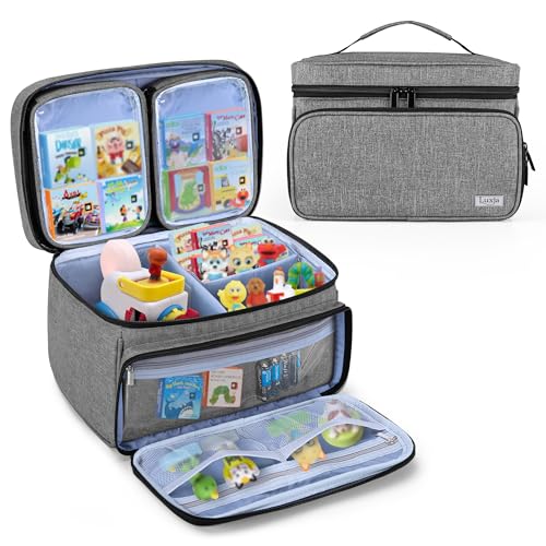 LUXJA Carrying Case Compatible with Little Tikes Story Dream Machine, Storage Bag with Detachable Clear Pockets Fits Little Tikes Story Dream Machine Books, Gray