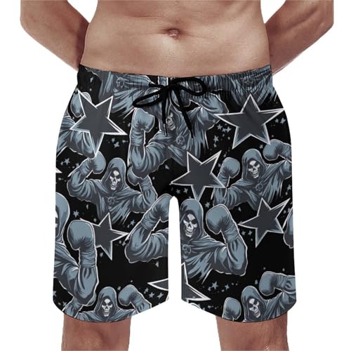 Death Boxer Boxing Men's Swim Trunks Board Shorts Beachshorts Swimsuits with Pockets Mesh Liner