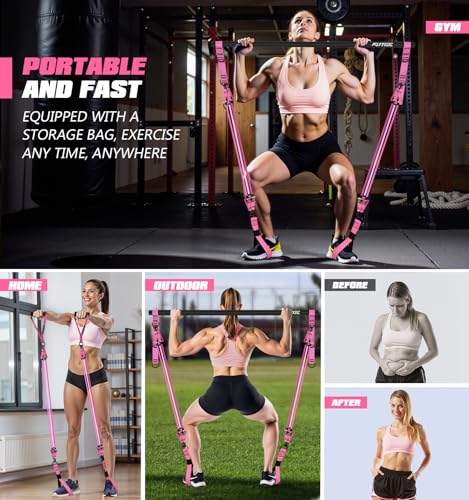 Image of KUTIZE Pilates Bar Kit with Resistance Bands, Heavy Duty Pilates Equipment for Men, Training Bands with Handles for Legs, Hip, Back, Arm, Abs, Chest, Shoulders, Portable Home Gym Workout Equipment