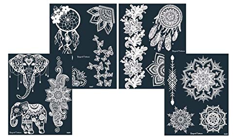 Mikronetz Tattoo Schablonen/Vorlagen für Körperbemalung selbstklebend einfach und wiederverwendbar 4 Sheet set Lorena