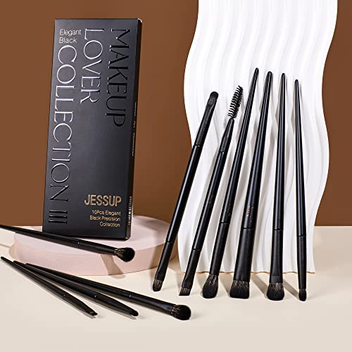 Jessup Eyeshadow Brush Set 10Pcs Professional Eye Makeup Brushes for Blending Eye Shadow Liner Crease Duo-end Brow Brush - Image 2