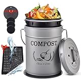 AOSION Compost Bin Kitchen Counter,1.0 Gallon Countertop Compost Bin with Lid,Indoor Kitchen Compost