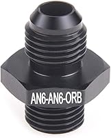 Vista 3 de 6AN Flare a 6AN ORB macho junta tórica Boss riel de bomba de combustible adaptador de manguera de aluminio negro 2 piezas