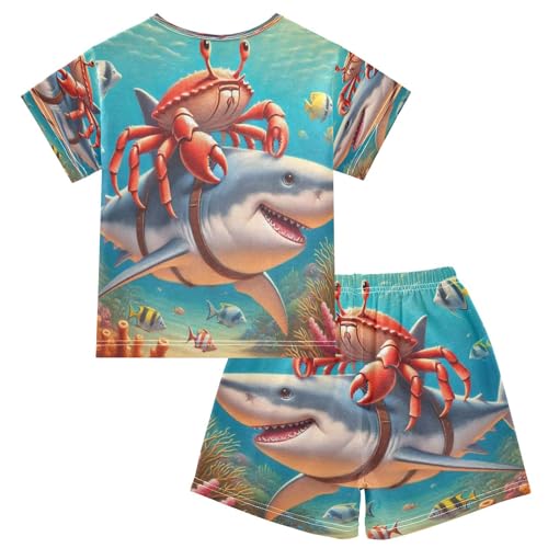 Shark Sea Animals Pajama Set Short Sleeve Nightwear Soft Clothes Set Summer Pajamas Cotton 5Y2