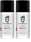 Slick Gorilla Crema Estilizadora 3,38 fl oz (100 ml) | Fijación Ligera Flexible | Control del Frizz | Acabado Mate Natural | Cuidado Diario para Hombres |Textura Ligera No Grasosa (Paquete de 2)