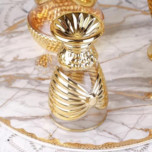 Image of Crystal Golden Water and Juice Glasses Set of 6 and Jug 1 piece Transparent, Glass and Jug Set for Dining Table,Party,Gift Set,All pourpse use Set of 1 (7 piece) (MT-5)
