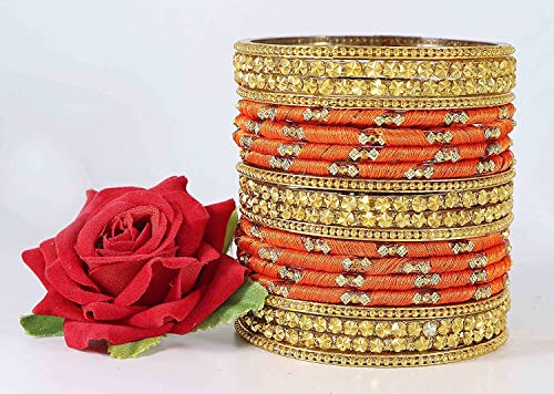 Image of NMII Acrylic (Plastic) With Silk Thread & Beads Studded Worked Glossy Finished Kada Set For Women and Girls