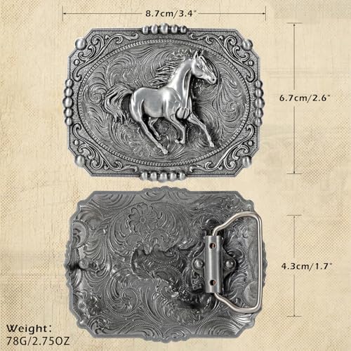 Image of SANSTHS Cowboy Belt Buckle, Western Belt Buckles for Men Women Texas Bull Rodeo Cowgirl Belt Buckle