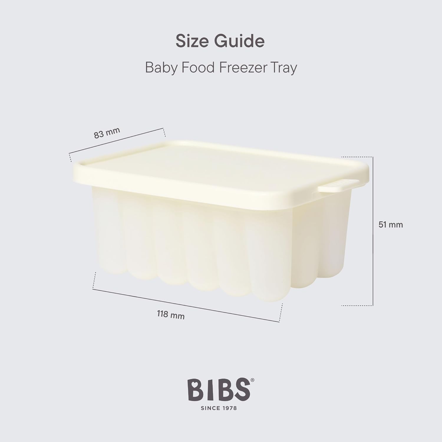 BIBS Vassoio per congelatore alimenti bambini, compatibile con distributore BIBS, anti-rovesciamento, senza BPA - Ivory