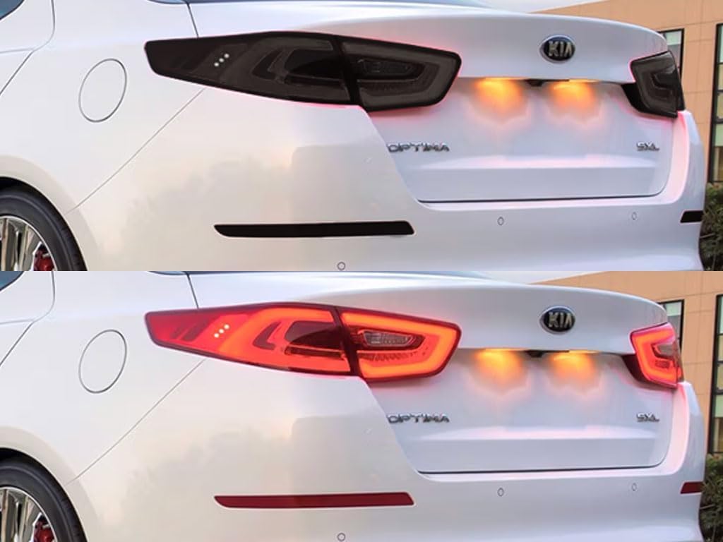 Rvinyl Tail Light Pre Cut Film Tint Cover Kit in Blackout Smoke Compatible with Kia Optima 2014-2015 - Adhesive Backs