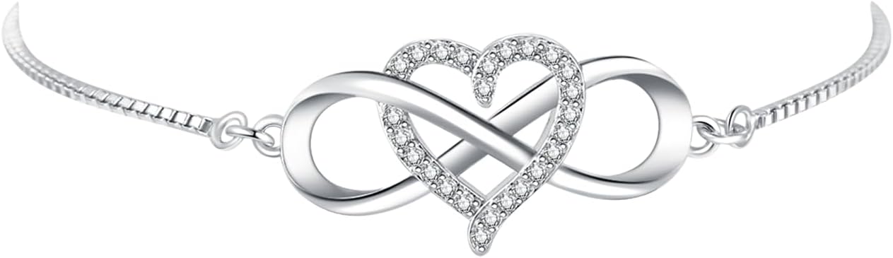 Infinity Bracelet for Women Adjustable Silver Stainless Steel Chain Bracelets Wristlet for Women - Image 2