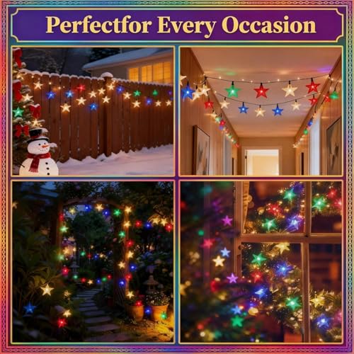 Image of CBK 80 Twinkle Star LED Fairy String Solar Light Silicon LED Bulbs 10 Meter Waterproof 8 Mode Outdoor /Indoor Waterproof Solar Powered Led String Light,Decorations for Garden Yard Balcony(Multi-Colour)
