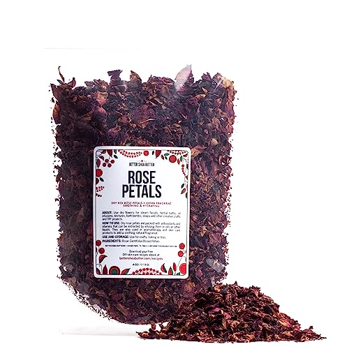 dried rose petals  edible food grade red petals for cooking and tea  suitable for soap making infused oils lipgloss bath bombs bath wedding confetti  4 oz by better shea butter